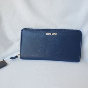 Roberto Cavalli Women's Blue Dollar Print Wallet